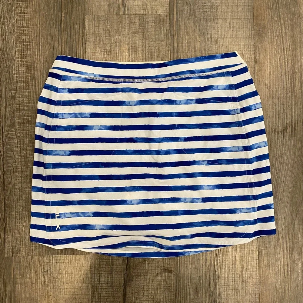 Ralph Lauren Sport Blue And White Striped Golf Skirt